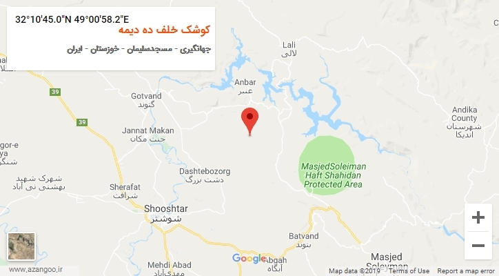 روستای کوشک خلف ده دیمه بر روی نقشه