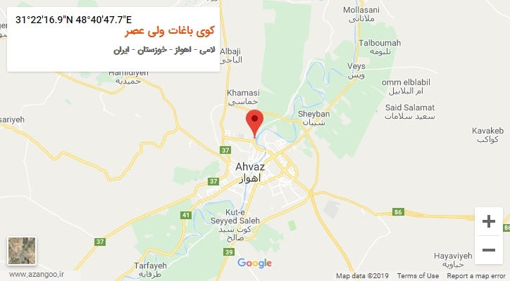 روستای کوی باغات ولی عصر بر روی نقشه