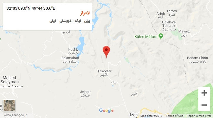 روستای لادراز بر روی نقشه