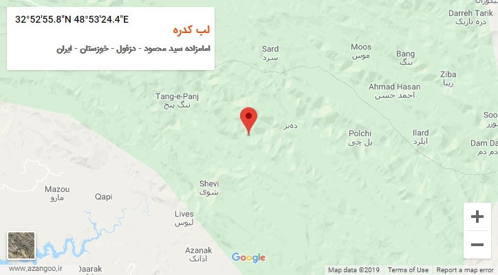 روستای لب کدره بر روی نقشه
