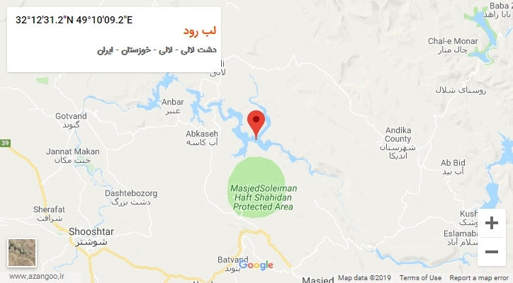 روستای لب رود بر روی نقشه