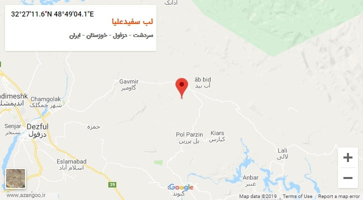 روستای لب سفیدعلیا بر روی نقشه