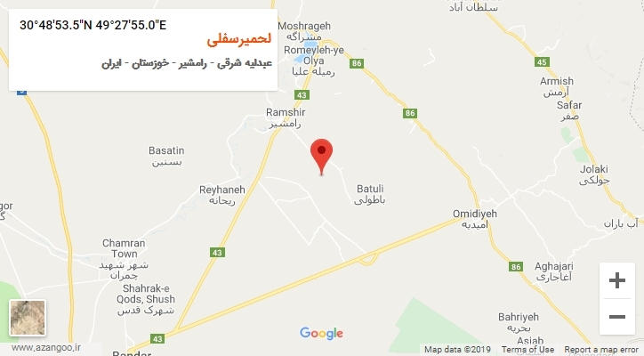 روستای لحمیرسفلی بر روی نقشه