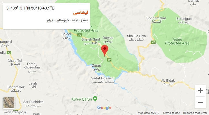 روستای لیشاسی بر روی نقشه