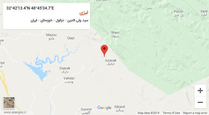 روستای لیزی بر روی نقشه