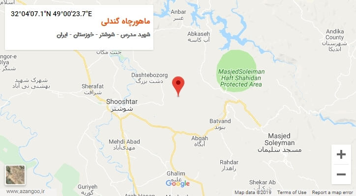 روستای ماهورچاه گندلی بر روی نقشه
