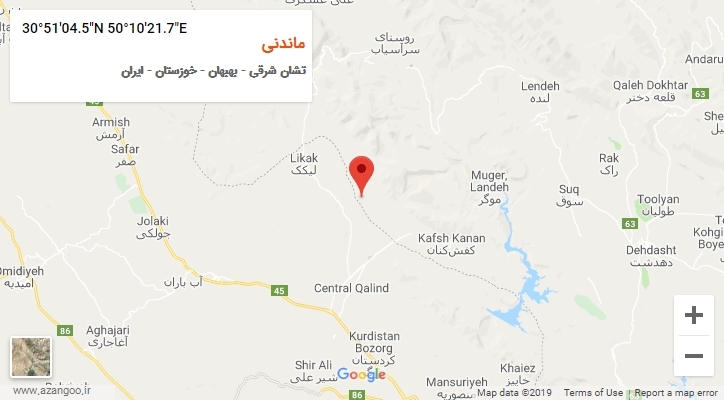 روستای ماندنی بر روی نقشه
