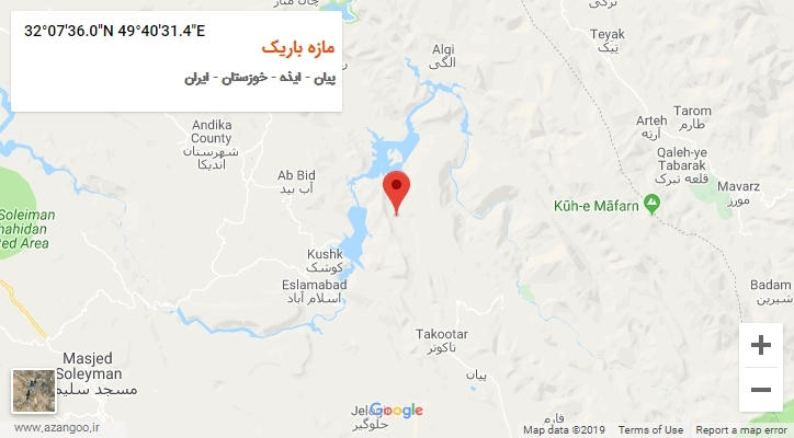 روستای مازه باریک بر روی نقشه