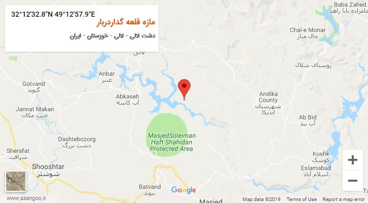 روستای مازه قلعه گداردربار بر روی نقشه
