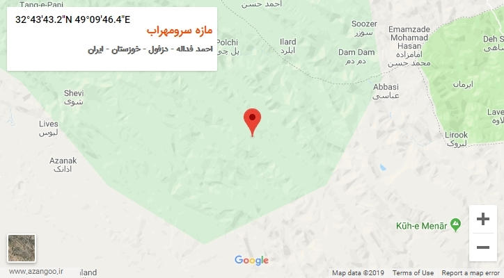 روستای مازه سرومهراب بر روی نقشه