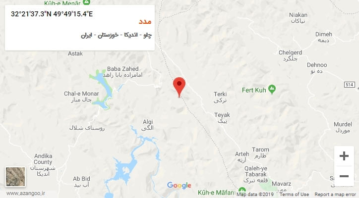 روستای مدد بر روی نقشه