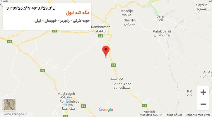 روستای مگه تنه ابول بر روی نقشه