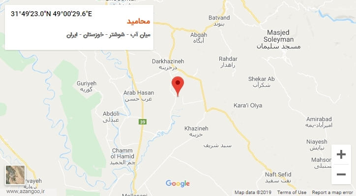 روستای محامید بر روی نقشه