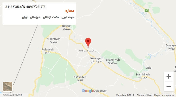 روستای محاره بر روی نقشه