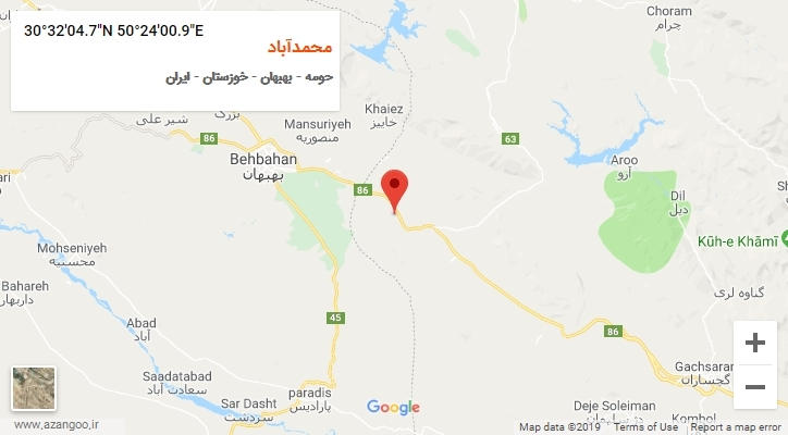 روستای محمدآباد بر روی نقشه