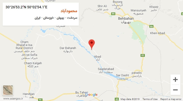 روستای محمودآباد بر روی نقشه