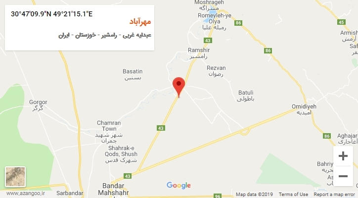 روستای مهرآباد بر روی نقشه