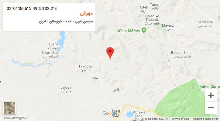 روستای مهرنان بر روی نقشه