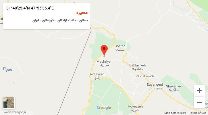 روستای محیره بر روی نقشه