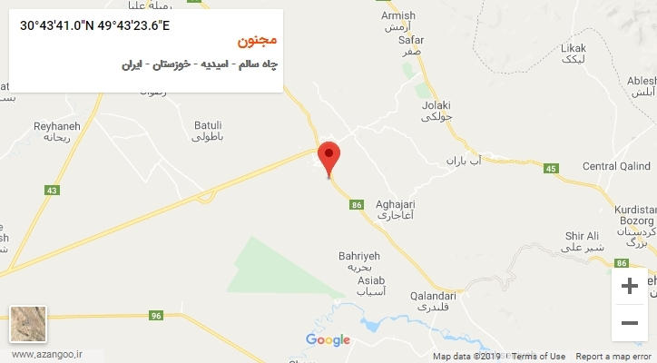 روستای مجنون بر روی نقشه
