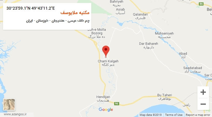 روستای مکنیه ملایوسف بر روی نقشه
