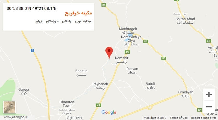 روستای مکینه خرفریح بر روی نقشه