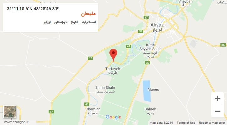 روستای ملیحان بر روی نقشه