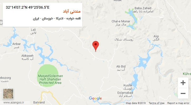 روستای مندنی آباد بر روی نقشه