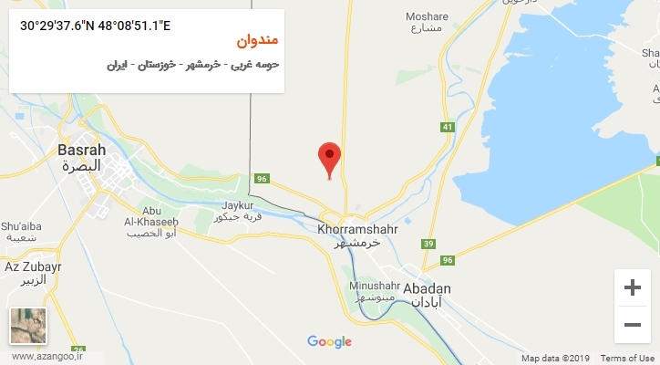 روستای مندوان بر روی نقشه