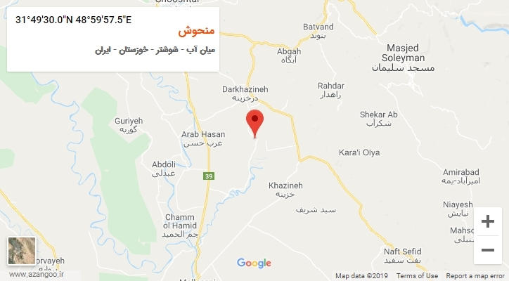 روستای منحوش بر روی نقشه