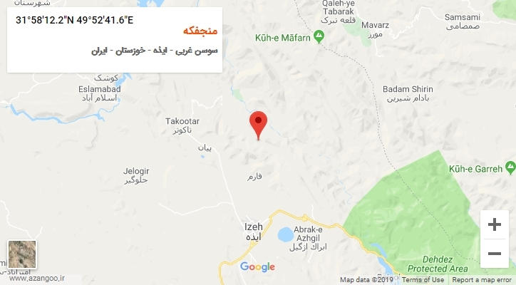 روستای منجفکه بر روی نقشه