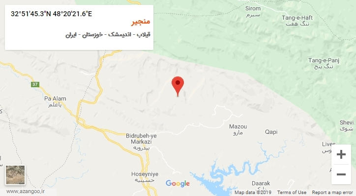 روستای منجیر بر روی نقشه
