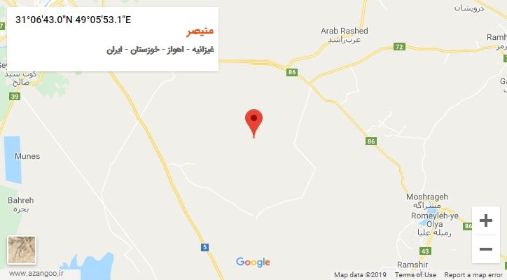 روستای منیصر بر روی نقشه