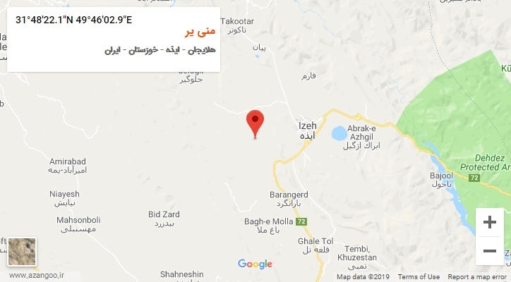 روستای منی یر بر روی نقشه