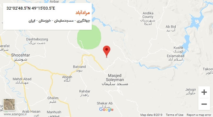روستای مرادآباد بر روی نقشه