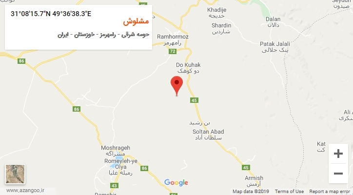روستای مشلوش بر روی نقشه