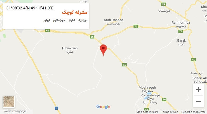 روستای مشرفه کوچک بر روی نقشه