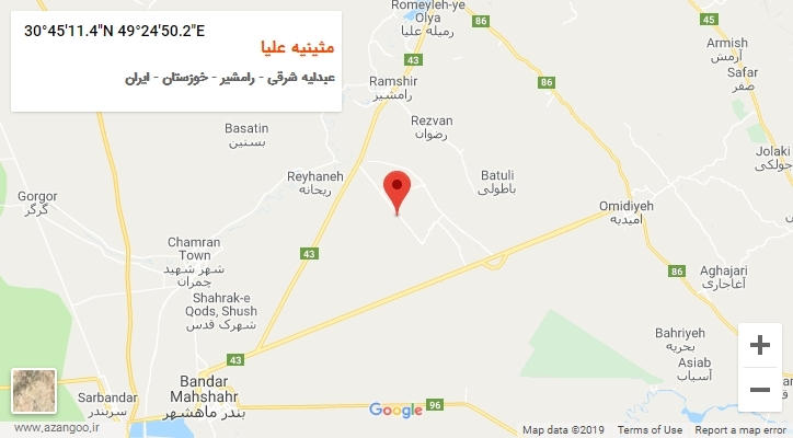 روستای مثینیه علیا بر روی نقشه
