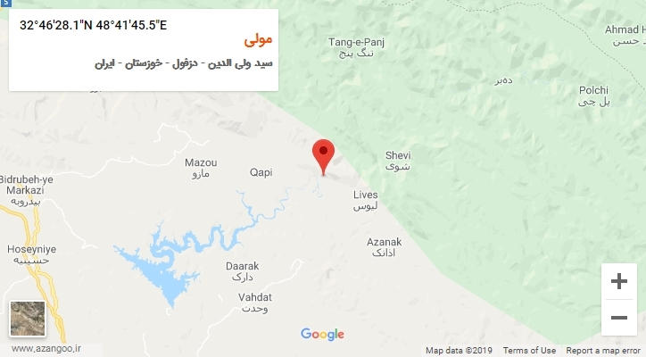 روستای مولی بر روی نقشه