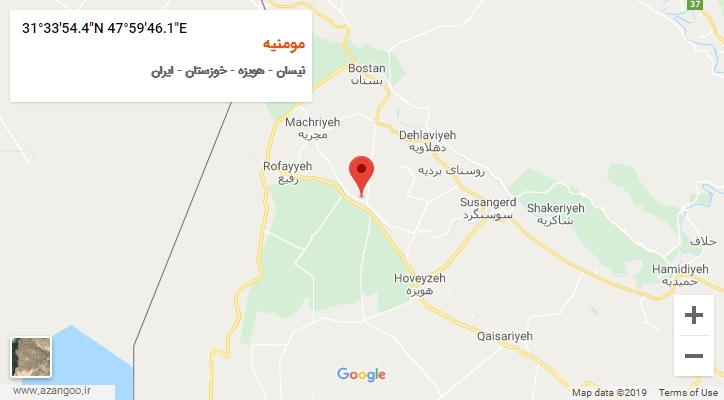 روستای مومنیه بر روی نقشه