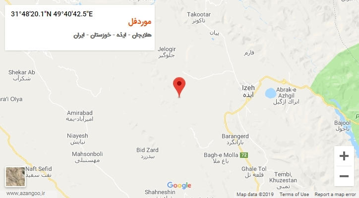 روستای موردفل بر روی نقشه