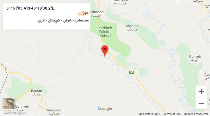 روستای موزان بر روی نقشه