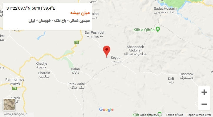 روستای میان بیشه بر روی نقشه