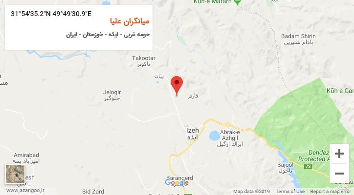 روستای میانگران علیا بر روی نقشه