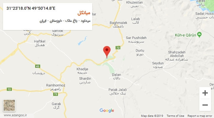 روستای میانکل بر روی نقشه