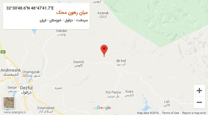 روستای میان رهون محک بر روی نقشه