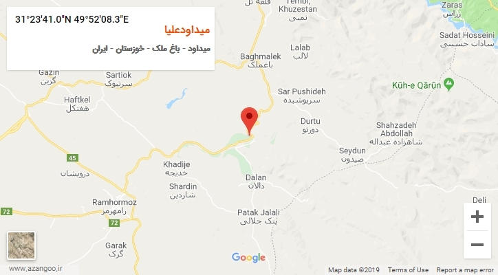 روستای میداودعلیا بر روی نقشه