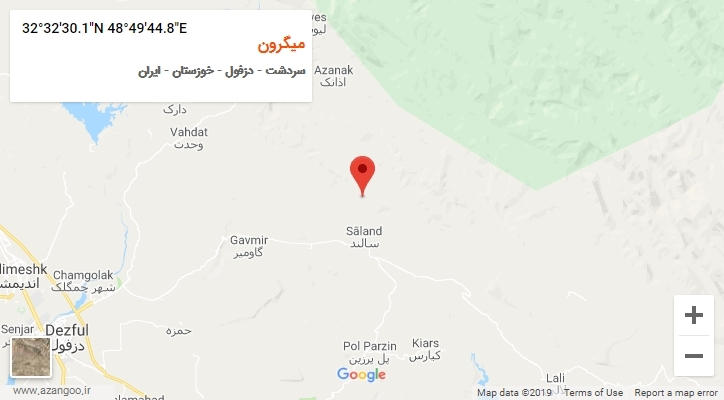 روستای میگرون بر روی نقشه