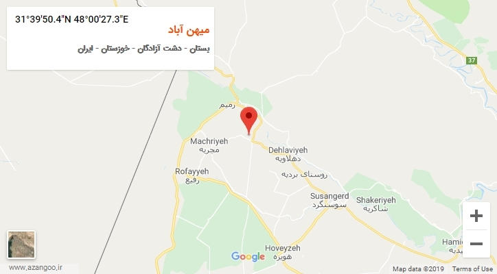 روستای میهن آباد بر روی نقشه