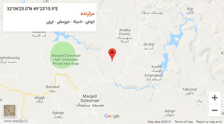 روستای مزارنده بر روی نقشه
